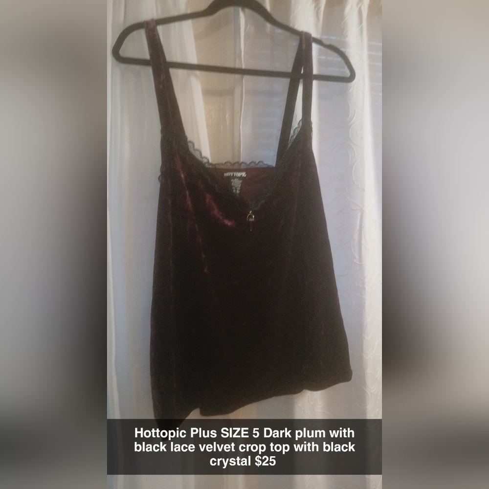Hot Topic Velvet Crop Top with Lace Trim